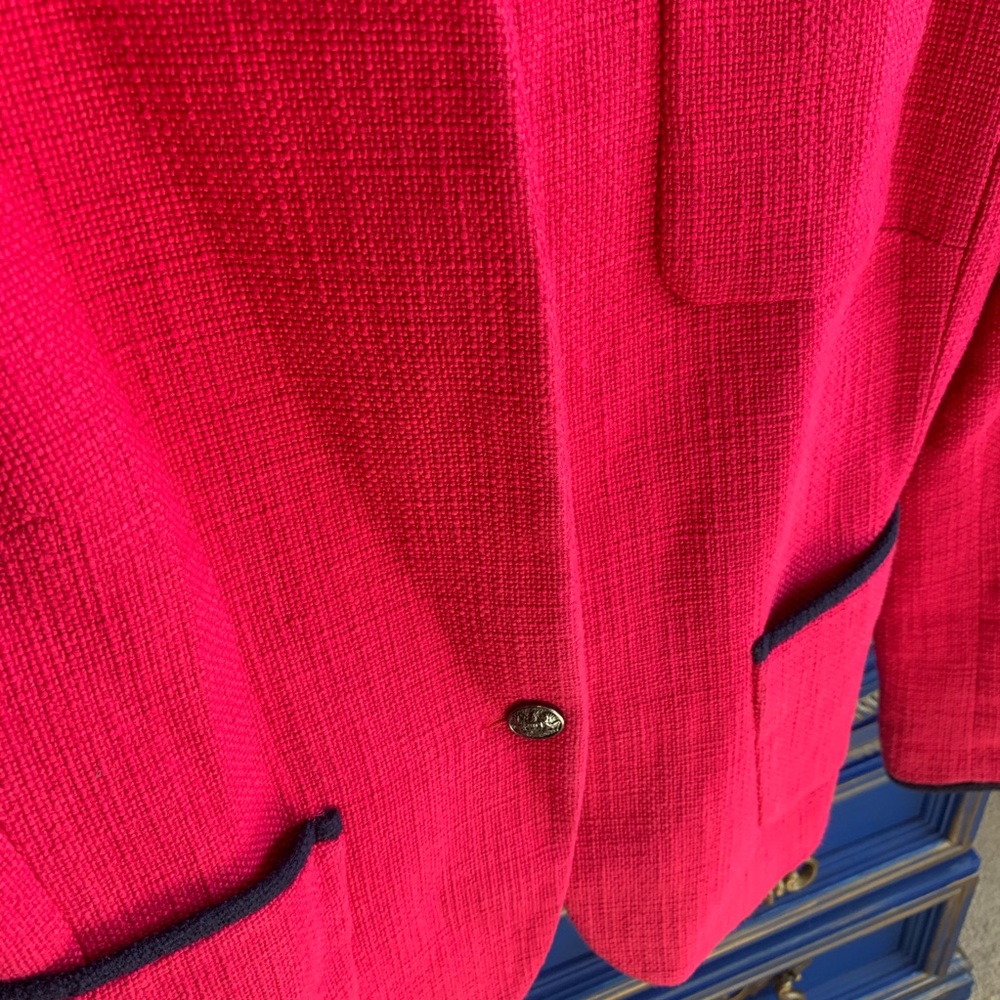 Banana Republic Bright Pink Tweed Blazer Sz 6 - Picture 2 of 3